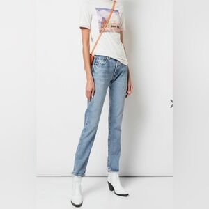Moussy Norwalk Straight Leg Distressed Jean Light Blue Jeans Size 25